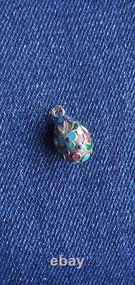 Antique Pendant Silver 84, Enamel, Faberge egg, Tsarist Russia Rare! Video