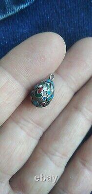 Antique Pendant Silver 84, Enamel, Faberge egg, Tsarist Russia Rare! Video