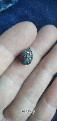 Antique Pendant Silver 84, Enamel, Faberge egg, Tsarist Russia Rare! Video