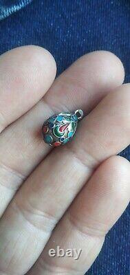 Antique Pendant Silver 84, Enamel, Faberge egg, Tsarist Russia Rare! Video