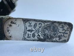 Antique Persian 1896 Imperial Russian 84 Silver Niello Enamel Belt, Buckle, Sign