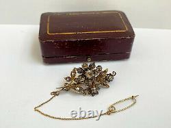 Antique Rare Imperial Russian Faberge 14 Gold 56 Diamond Brooch