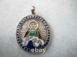 Antique Rare Russian Imperial 84 Silver Enamel Panyageya Pendant