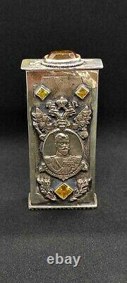 Antique Rare Russian Imperial Sterling Silver 84 Matchstick Case Nikolay II 73g