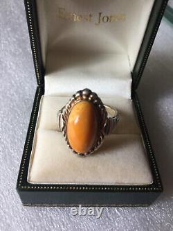 Antique Rings Vintage Soviet Silver 875 USSR Genuine Royal amber Baltic 1940s