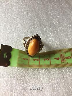 Antique Rings Vintage Soviet Silver 875 USSR Genuine Royal amber Baltic 1940s