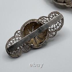 Antique Russian 84 Silver Ottoman Style Filigree Enamel Belt Buckle 3 Slides