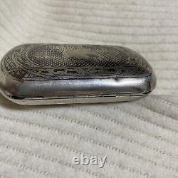 Antique Russian Cigarate case Silver Neillo Signed Bc1874 Imperial Original Rare