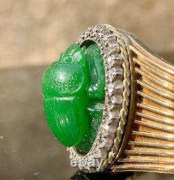 Antique Russian Faberge 14K Gold Diamonds Appx 28ct. Imperial A Jade Bracelet