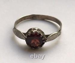 Antique Russian Imperial 19th century Silver 84 pr With Garnet Women Ring 1.8 gr