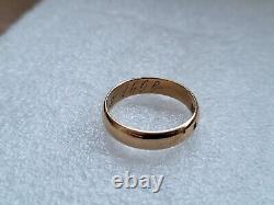 Antique Russian Imperial 22K Gold Wedding Ring / Band 92 96% Gold RARE Stamp