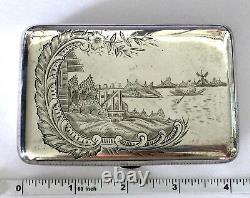 Antique Russian Imperial 84 Silver Cigarette Case Floral Etched Decor 146.5 gr