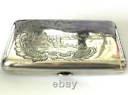 Antique Russian Imperial 84 Silver Cigarette Case Floral Etched Decor 146.5 gr