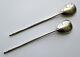 Antique Russian Imperial 84 Solid Silver Niello Two Tea Spoons Hallmarked