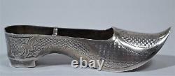 Antique Russian Imperial 875 Silver Engraved Shoe Miniature St. Petersburg