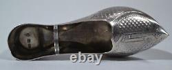 Antique Russian Imperial 875 Silver Engraved Shoe Miniature St. Petersburg