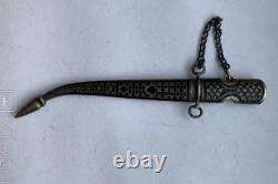 Antique Russian Imperial Dagger Silver 84 Filigree Souvenir Chain Rare Old 19th