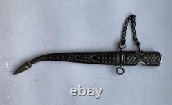 Antique Russian Imperial Dagger Silver 84 Niello Souvenir Chain Rare Old 19th