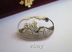 Antique Russian Imperial Elegant Brooch Engraved Silver 84 Tsarist Russia
