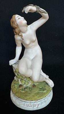 Antique Russian Imperial Gardner Porcelain Factory Figurine of an Eve & Serpent