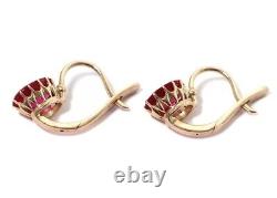 Antique Russian Imperial Gold 56 Spool Gold With Rubies Women's Earrings 3 gr