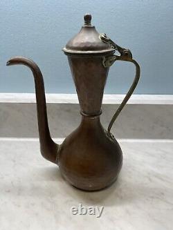 Antique Russian Imperial Hammered Copper Pitcher Coffee Pot