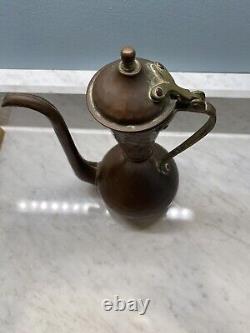 Antique Russian Imperial Hammered Copper Pitcher Coffee Pot