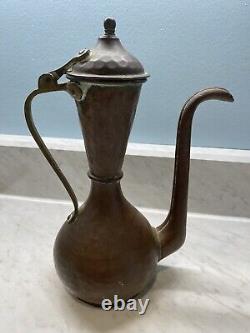 Antique Russian Imperial Hammered Copper Pitcher Coffee Pot