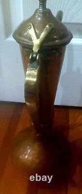 Antique Russian Imperial Hammered Copper Pitcher Ewer
