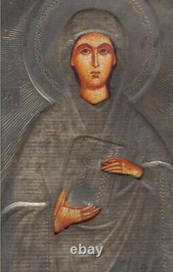 Antique Russian Imperial Icon Sterling Silver Saint Vera Veronica (26000)