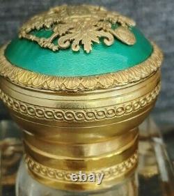 Antique Russian Imperial Jeweled Silver Gilt And Enameled Inkwell By Grachev