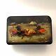 Antique Russian Imperial Lacquer Snuff Box Drunk Bear Riding Wild Horses Charrio