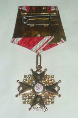 Antique Russian Imperial Order Of St. Stanislaus 3rd Class In Gold with Papers
