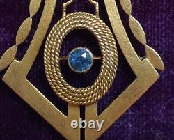 Antique Russian Imperial Pendant Gold 56 (14ct) Natural Sapphire 1890 PETERSBURG