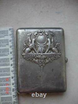 Antique Russian Imperial Silver 84 Case Cigarette Lion Wings Engraved Box Rare