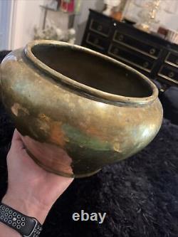 Antique Russian Pre Revolution Imperial Hallmark Brass Hand Rolled Jardiniere