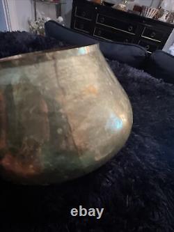 Antique Russian Pre Revolution Imperial Hallmark Brass Hand Rolled Jardiniere