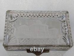 Antique Russian Russia Imperial Caesar Glass Tea Sugar Box 1911 Trinket Scarce