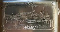 Antique Russian Solid Silver St Petersburg Gilded Cigarette Case 20th Century