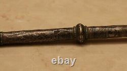 Antique Russian imperial Silver Niello Horse Riding Crop / Whip or sex whip