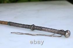 Antique Russian imperial Silver Niello Horse Riding Crop / Whip or sex whip