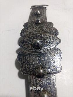 Antique Russian imperial period Niello silver cucasian belt buckle 177gram