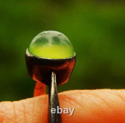 Antique, Siberian, Apple Green, Translucent Imperial Jade Cabochon 3.7Ct Ring