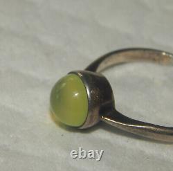 Antique, Siberian, Apple Green, Translucent Imperial Jade Cabochon 3.7Ct Ring