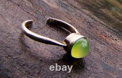 Antique, Siberian, Apple Green, Translucent Imperial Jade Cabochon 3.7Ct Ring