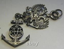 Antique Token Pendant Sea Anchor Silver 84 Imperial Russian Double Headed Eagle