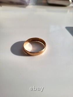 Antique Tsarism Imperial 14K Gold Wedding Ring / Band 56 Zolotnik DB RARE Stamp