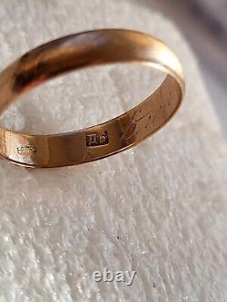 Antique Tsarism Imperial 14K Gold Wedding Ring / Band 56 Zolotnik DB RARE Stamp