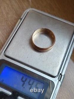 Antique Tsarism Imperial 14K Gold Wedding Ring / Band 56 Zolotnik GCW RARE 4.45g