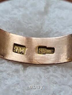 Antique Tsarism Imperial 14K Gold Wedding Ring / Band 56 Zolotnik MB RARE Stamp